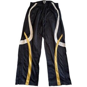 GTM Sportswear Track Pants Mens XL Black Gold White Rare Y2K Zip Legs READ